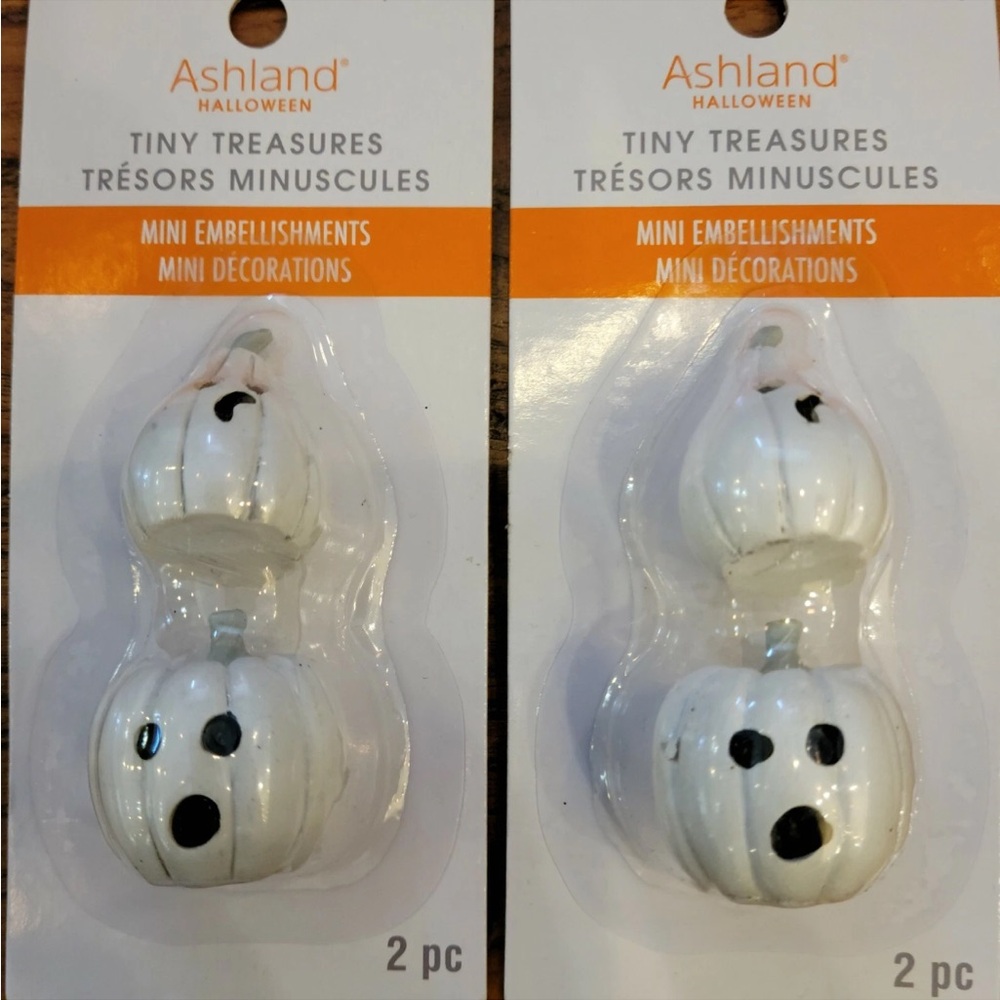 Ashland Halloween Ghostly White Mini Pumpkins lot of 2